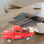 Vintage Mini Metal Pickup Truck with The Coffee Decor and The 4 Books,for Home Farmhouse Kitchen Decor & Coffee Decorations (Coffee-Red)