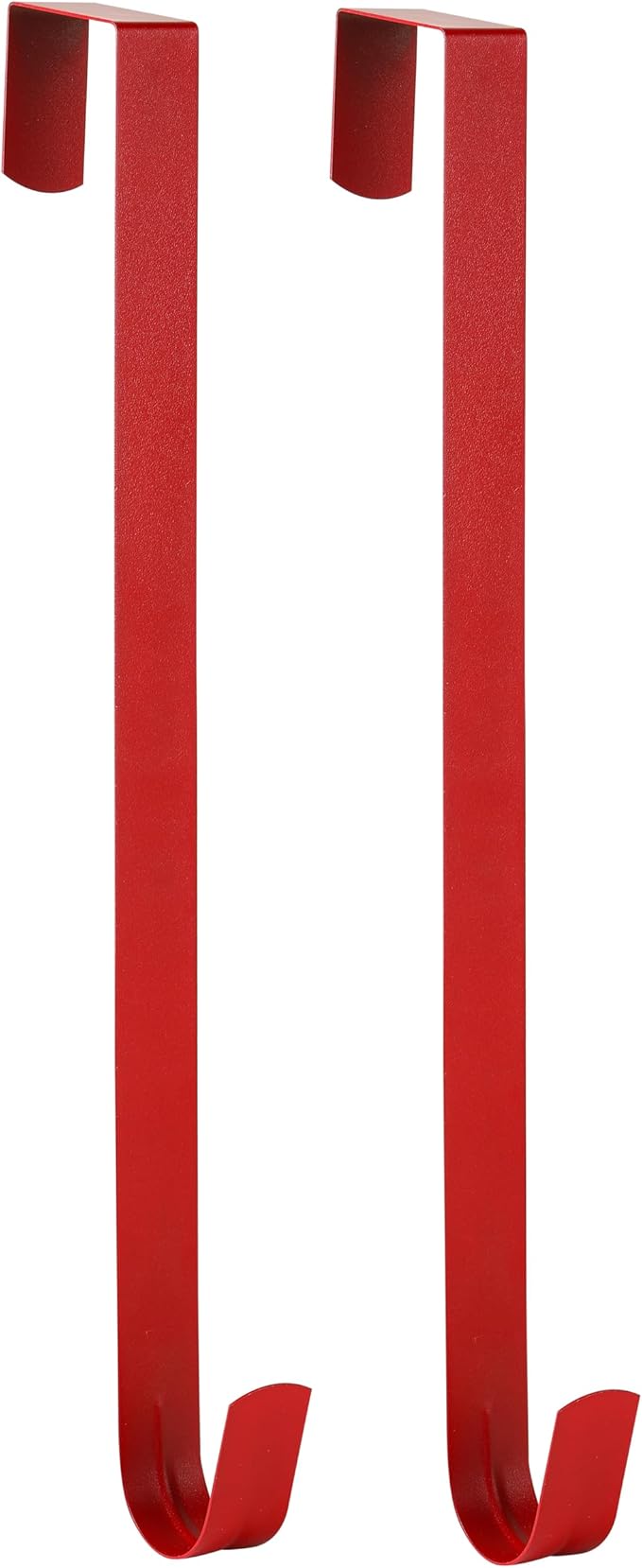 Wreath Hanger for Front Door, Slim Over The Door Hook, Easy to Use and Reusable Holiday Wreath Holder for Christmas, Thanksgiving, Halloween and Daily Décor (15" Red, 2)