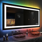 LOAAO 50"X30" LED Bathroom Mirror with Lights, Anti-Fog, Dimmable, RGB Backlit + Front Lighted, Bathroom Vanity Mirror for Wall, Memory Function