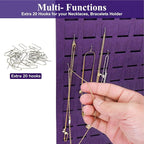 Hanging Earrings Organizer, Wall Earring Holder with 2 Hooks, Holds Up To 300 Pairs, Compact Design, Soft Material-Dark Purple