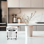 DETIHO Rustic Kitchen Sign Decor, Funny Kitchen Signs for Counter, Farmhouse Wooden Plaque With Iron Stand for Home Desk Shelf Decor - G04
