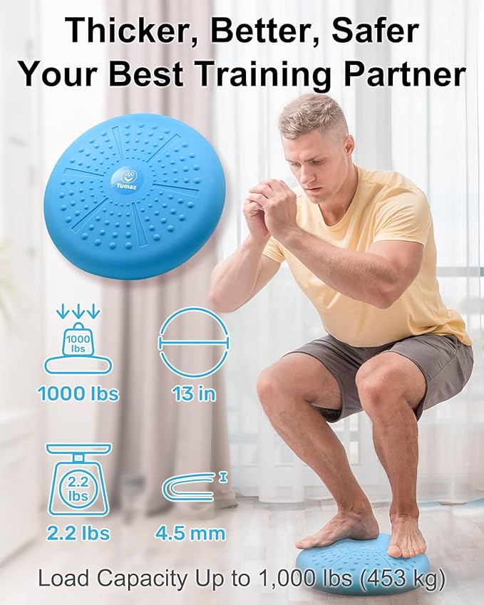 Tumaz Wobble Cushion - Wiggle Seat to Improve Sitting Posture & Stay Focused for Sensory Kids, Balance Disc to Core Strength & Flexible Seating [Extra Thick Balance Board, Pump Included Wobble Board]