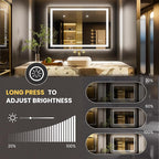 LOAAO 44"x30" LED Bathroom Mirror with Lights, Anti-Fog, Dimmable, Backlit + Front Lit, Lighted Bathroom Vanity Mirror for Wall, Memory Function