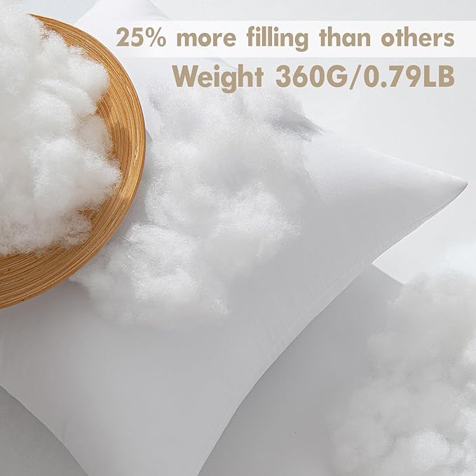 MIULEE Pillows Inserts, Pack of 4 12x20 Inch 100% Virgin Microfiber Filling Throw Pillows for Bed Couch Sofa