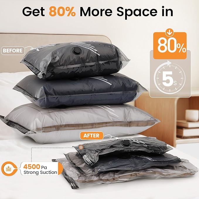 Vacuum Storage Bags Rechargeable Wireless Pump - 15 Pack Travel Storage Bags，Travel & Home Organizer Set, Multi-Size Space-Saving Bags, Perfect for Closet Luggage Bedding Clothing Storage
