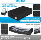 Under Bed Storage Container Bin 3 Pack, Low Profile Foldable Underbed Clothes Storage Organizer W/ Ultra Thick Fabric and Sturdy Bottom/Sides, Dual Zipper Storage Box for Dorm and Home 30x16x6.7"