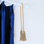 34 Inch Pearl Glass Bead Garland with Tassels - Elegant Boho Table Decor, Fringe Wall Hanging for Wedding, Party, Farmhouse Rustic Prayer Bead Home Decoration(2 Pack,Champagne Gold)