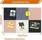 Square Felt Cork Bulletin Board Tiles, Self Adhesive DIY Felt Pin Board for Wall 30" x 20" with 35 Pushpins for Office School Home Wall Decor Stickers Memos Photos Display (Camel & Grey)
