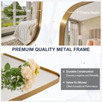 ANDY STAR Gold Oval Mirrors for Bathroom, Large 24x36’’ Brushed Gold Metal Framed Oblong Wall Mirror, Modern Brass Vanity Mirror in Stainless Steel Frame Wall Mount Horizontal or Vertical