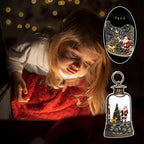 9.6" Christmas Snow Globe Lantern with Santa Claus - Water Swirling Glitter LED Light Musical Lantern with Exterior Decor - Vintage Xmas Gifts - USB Plug or Battery Operated Home Decor (Santa & Dog)