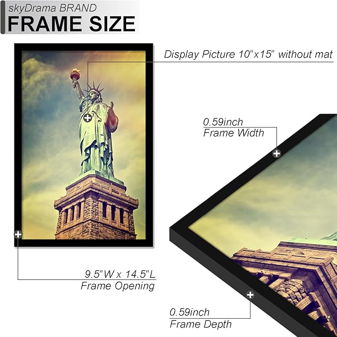 100% Solid Wood 10x15 Picture Frame Set of 3, Black Frame for 10 x 15 Inch Picture Poster Photo, Light Weight 10 by 15 HQ Matte Black Frame for Wall - 3 Pack/Black/10 x15