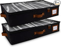 HOMELUX THEORY 2pc Under Bed Storage Containers, Bedroom Under the Bed Drawer Storage Organizer with Bins and Lids, Large Underbed Clothes Storage Box Ideal for Blanket, Fabric, & Shoes (Black)