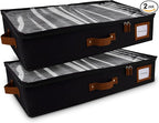 HOMELUX THEORY 2pc Under Bed Storage Containers, Bedroom Under the Bed Drawer Storage Organizer with Bins and Lids, Large Underbed Clothes Storage Box Ideal for Blanket, Fabric, & Shoes (Black)