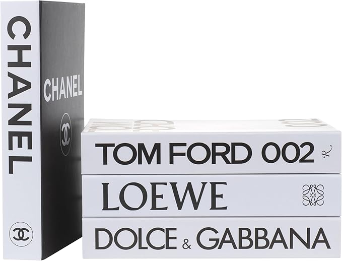 PROBENEX White Large | 4 PCS Faux Decorative Book Boxes | Not Real Books, Cardboard Foldable Display Props | Home Decor for Coffee Table, Bookshelf, Living Room, Office