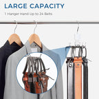 Belt Rack Hanger, Belt Hanger Organizer for Closet 360° Rotatable Max 24 Ties/24 Belts Storage Space Saving Closet Organizers and Storage for Belt, Bra, Tank Top, Tie, Scarf, Purse 2Pcs White