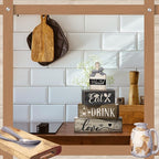 Moucuny 4 Pcs Farmhouse Kitchen Decor Wooden Plate Farmhouse Table Decor Black Brown and White Plate Tableware Centerpiece Rustic Decorative Plates Block Sign for Display Cabinet Kitchen Decoration