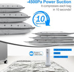 Vacuum Seal Bags 12-Pack with Wireless Pump, 4 Large/4 Medium/4 Sizes, Reusable Storage for Clothes Travel, Luggage & Suitcases, Portable Space Saver
