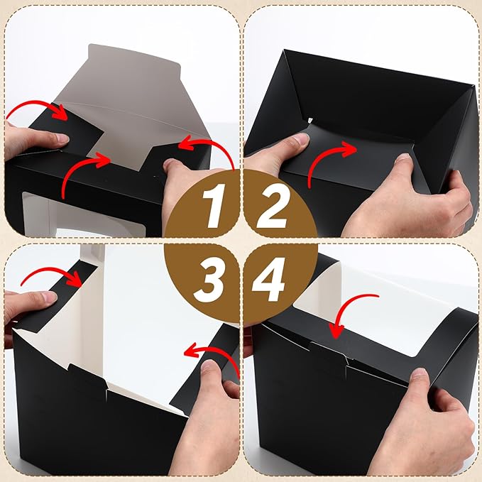 20 Pcs Hat Boxes for Men Black Gift Boxes with Window Display Box for Hat Storage Container for Baseball Caps, Dad Hat, Billed Cap, Snapbacks, Paper Fold Box Packing Box 8.1 x 8.1 x 5.1