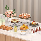 ELITEROO Buffet Risers and Stands, 3 Tier Wood Display Risers, Cake & Cupcake Stands, Dessert Table Display Set, 3Pcs Cube Display Base for Wedding Birthday Party Decor, Rustic Brown, 6"x7"x8"