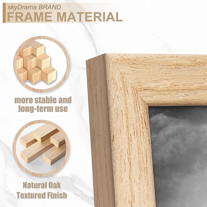 Natural Solid Wood 5x8 Picture Frame, Display 5 x 8 Inch Picture Poster Photo, Vertical & Horizontal Wall Hanging - 2 Pack/Natural/5"x8"