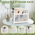 White Magazine Holder, Metal Magazine Rack Floor, Magazine Storage Basket, Mesh Magazine File Holder, Magazine Holders for Shelves，Magazine Stand for Desk, Folder Organizer Bin for Magazines