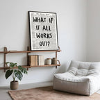 Framed What If It All Works Out Wall Art Black and White Retro Newspaper Poster Positive Motivational Canvas Print Painting Inspirational Quote Picture Wall Decor for Office Home Bedroom 12x16inch