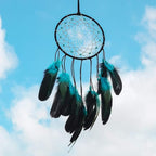 MOONFLY Dream Catcher Handmade Traditional Feather Dreamcatcher Hanging Home Wall Decoration Craft Ornament for Home, Bedroom, Kids, Boys Native American Style Décor (Blues)