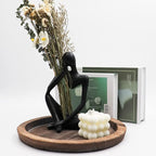 Thinker Statues and Sculptures, Resin Thinker Statue Ornaments, Abstract Style Sculptures, Housewarming Gifts, Housewarming Decorations, Living Room Dining Desk Decorations(Black Right, Large)