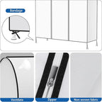 Zilink 72" Garment Rack Cover Dustproof Breathable Clothes Rack Cover Large Garment Bags Protector Cothing Rack with Cover with 2 Durable Zippers for Garment Rack, WHite, (Rack Not Included)