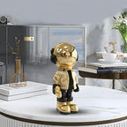 Dosker Small Astronaut Statues Mini Spaceman Sculpture Polyresin Arts Gifts Gold Figurine Ornament Room Decor for Men,Home and Desktop Accessories Tabletop Decoration, Living Room, Office, Bookshelf