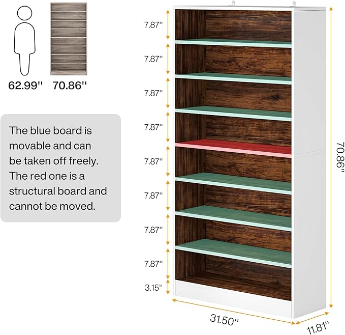 Tribesigns Tall Shoe Cabinet, 9 Tiers 40-45 Pairs Heavy Duty Wood Freestanding Shoe Storage Cabinet, 70.8'' Tall Shoe Cabinet with Open Storage for Entryway (1, White/Brown)