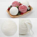 Briful 3.94'' White Christmas Ornament Balls, 6PCS Large Decorative Yarn Balls Xmas Tree Hanging Ornaments with Strings for Holiday Party Christmas Decor