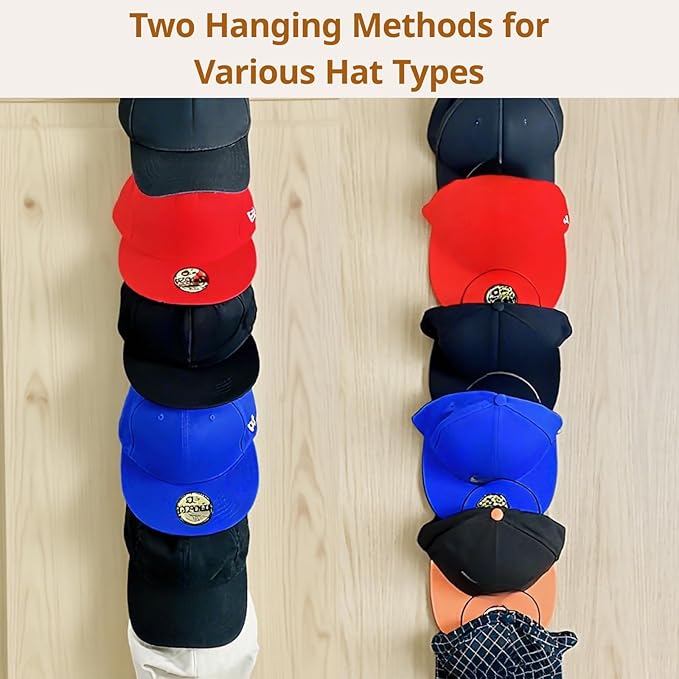 LINFIDITE 15 Pack Baseball Hat Rack Hanger Holder Organizer Multi Hook Wall Mounted Over Door Cap Display Storage Rack Cap Holder, Closet HangingStorage Rack w Hanging Hook White