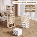 Shoe Rack Organizer for Closet Entryway Foldable Sneaker Storage Shoe, Collapsible Shoe Cabinet, Stackable Shoe Storage Cabinet with Lids for Living Room (9 Tiers -18 Pairs Transparent)