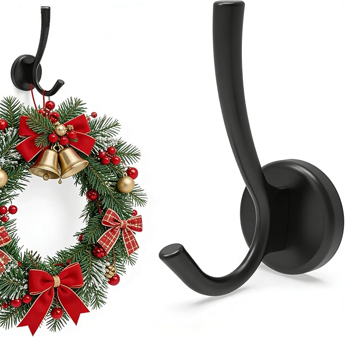 YUANQIAN Magnetic Wreath Hanger, Heavy Duty Magnets with Hook for Refrigerator, Christmas Decoration Magnetic Hooks for Metal Front Door, Cruise Hook Hanger for Hanging Cabins Grill (D43-U-4 Hook)
