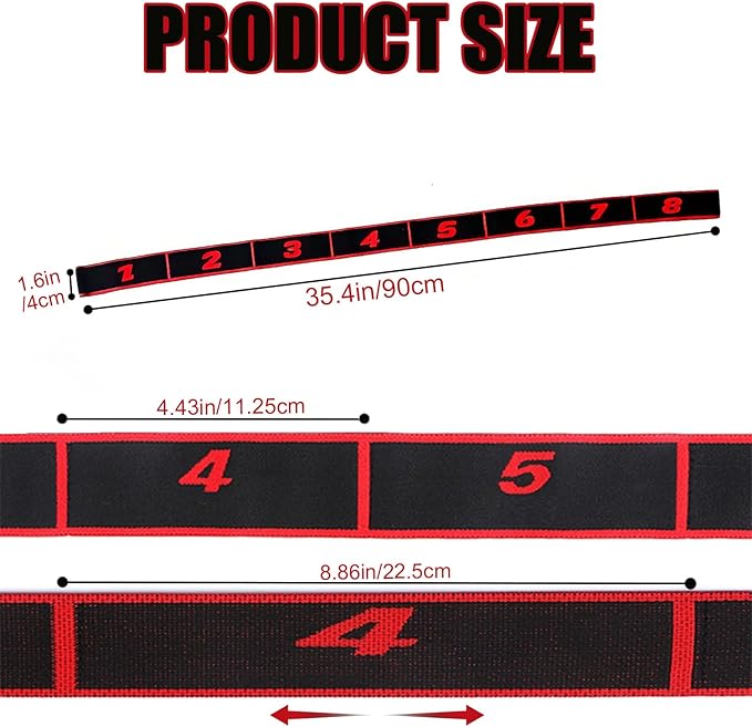 Fitness Resistance Bands with Handles,Numbered Resistance Bands for Stretching,8 Segment Adjustable Pilates Stretching Band for Full Body Stretching Shaping,Suitable for Beginner