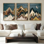 BINCUE Extra Large Mountain Wall Art Moon Froest Wall Decor Nature Landscape Art Print Framed Mountain Artwork Farmhouse Rustic Wall Paintings Large Landscape Artwork for Living Room Bedroom Office 24x36 Inches Set of 3