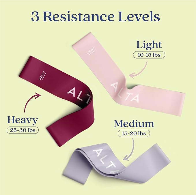 ALTA Mini Loop Bands for Exercise - Premium Durable Latex - Small Resistance Bands for Women, Booty Bands for Working Out, Leg Stretch Loops for Physical Therapy, Pilates Exercise Mini Bands Set