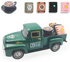 Vintage Mini Metal Pickup Truck with The Coffee Decor and The 4 Books,for Home Farmhouse Kitchen Decor & Coffee Decorations (Coffee-Green)