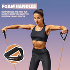 RitFit Single Resistance Exercise Band with Comfortable Handles - Ideal for Physical Therapy, Strength Training, Muscle Toning - Foam Padding Door Anchor and Starter Guide Included