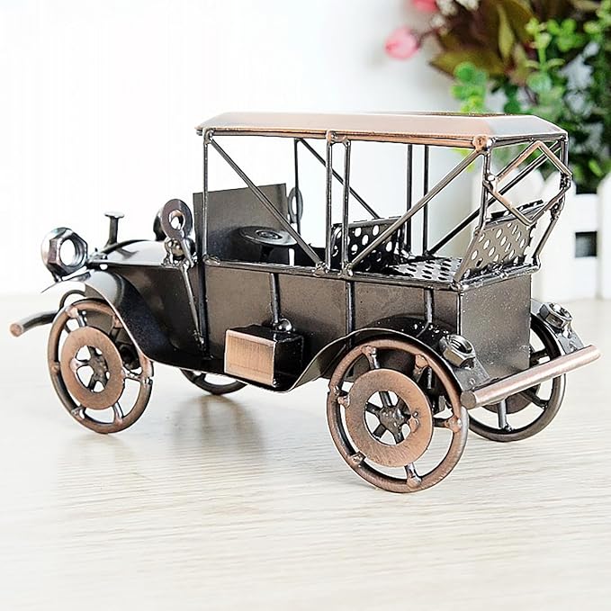 Metal Antique Vintage Car Model Home Décor Handmade Handcrafted Collections Collectible Vehicle (Bronze)