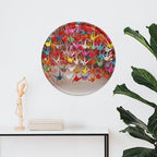 Wall Picture, with Origami Paper Cranes Printed Circular Iron Hanging Picture,Wall Art Decor,Home for Bedroom Living Room Bathroom Decor,Iron Painting 11.8X11.8 in