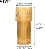 Large Glass Vase, 12 Inches Tall Vase for Flowers, Amber Flower Vases for Bouquet, Modern Amber Glass Vases for Living Room, Dining Table, Office, Entryway, Mantle, Shelf, Wedding Gifts