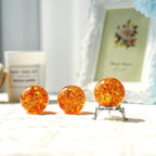 H&D HYALINE & DORA Glass Crystal Ball,40mm Ice Crack Ball,Crystal Ball Decorative for Accessories Rockery Ornaments,Orange