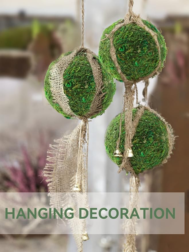 Biubee 12Pack Decorative Faux Dried Moss Balls- 2.2" Artificial Green Plant Mossy Globes Handmade Sphere Moss Gift for Home Dough Bowl Vase Chinoiserie Decors Party Wedding Display