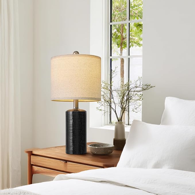 G-SAFAVA 20.5" Small Table Lamps for Living Room Lamp Set of 2 Ceramic Lamps for Bedroom Bedside Lamps Modern Boho Lamps for Night Stands Farmhouse Nightstand Lamp Side End Table Lamp, Black