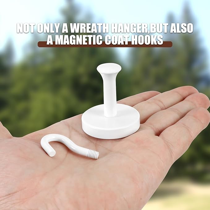 Neosmuk Magnetic Coat Hook,170lb Strong Extra Heavy Duty Magnet Hooks,Magnetic Wreath Hanger/Holder for Metal Doors,Purse,Towel,Stocking,Cruise Cabin,White,3 Pack