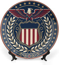 250th Anniversary Decorative Plates 8 Inch Eagle Patriotic Decorations Commemorative Plates with Stand Independence Day 4th of July Veterans Day