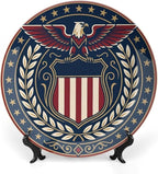 250th Anniversary Decorative Plates 8 Inch Eagle Patriotic Decorations Commemorative Plates with Stand Independence Day 4th of July Veterans Day