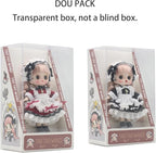 OB11 BJD Dolls, 2Pcs 12 Points Articulated Anime Action Figures with Interchangeable Heads & Removable Lolita Clothes, Cute Collectible Small Doll for Girls, Surprise Birthday Gift